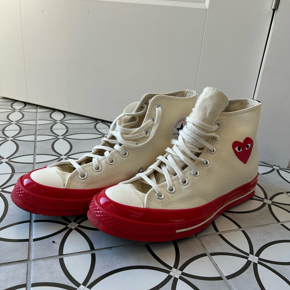 Comme Des Garçons x Converse High-Top Sneakers with Red Accents m9/w11